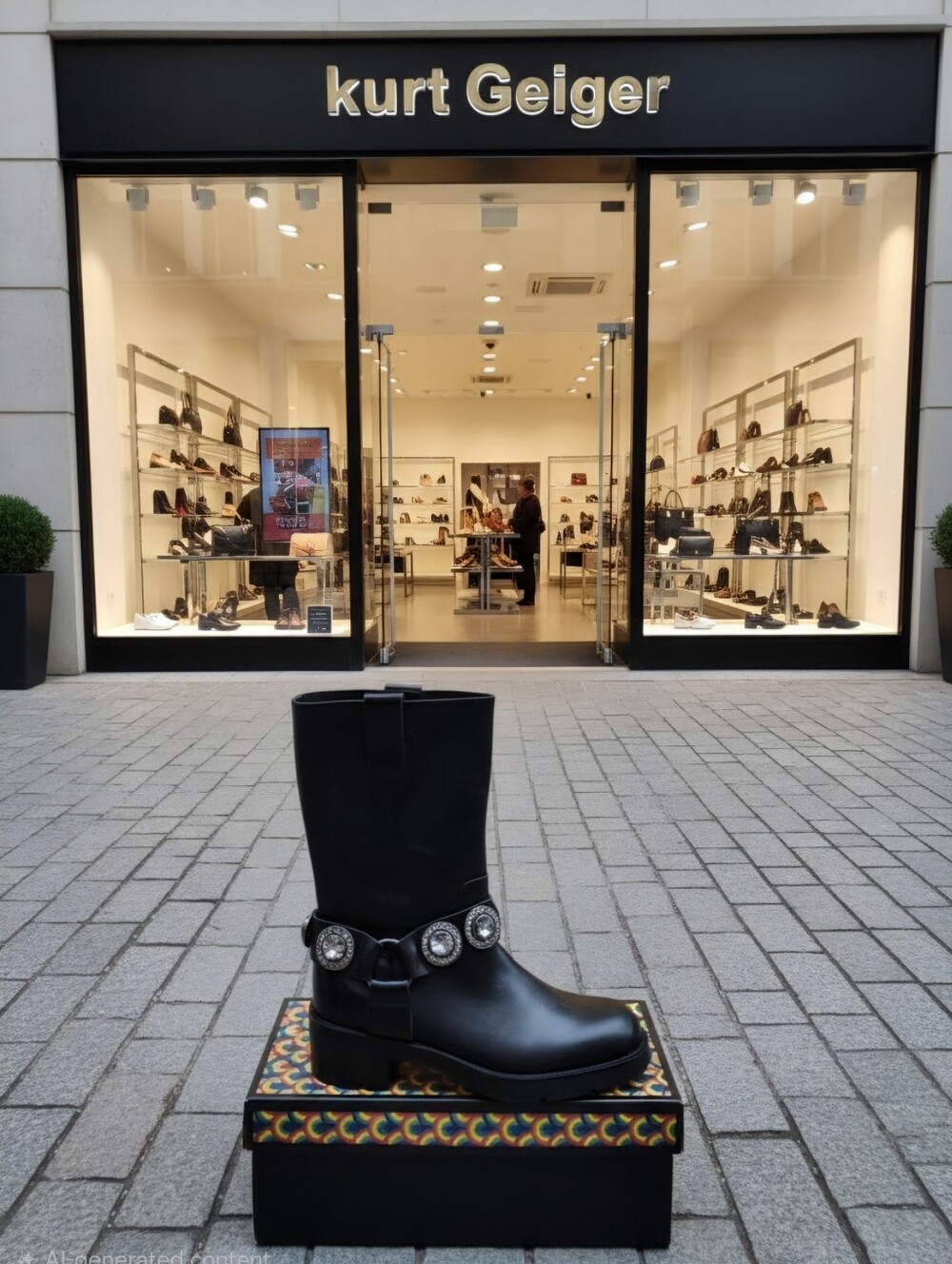 Kurt Geiger Octavia Black Leather Combat Boots Women's Sz 8 Eu 38.5 $285